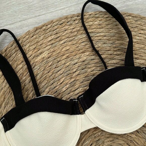 White Sexy Women's Color Blocking Bikini Swimsuit - Picture 4 of 5